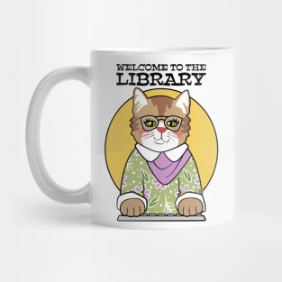 Library Welcome Pretty Cat Librarian Mug